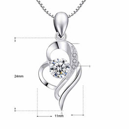 Girl CZ Hollow Heart Love Pendant in 925 Sterling Silver