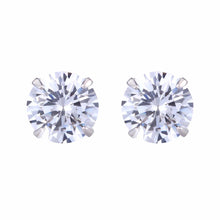 Simple CZ White 925 Sterling Silver Round Stud Earrings