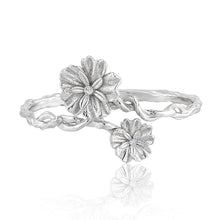Twisted Flower 925 Sterling Silver Open Bangle for Girls