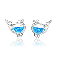 Cute CZ Whale Fish 925 Sterling Silver Stud Earrings