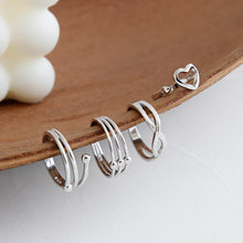 Adjustable 925 Sterling Silver Hollow Heart Ring