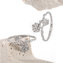 Twisted Flower 925 Sterling Silver Open Bangle for Girls