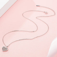 Honey Moon Hollow CZ Heart Necklace in 925 Sterling Silver