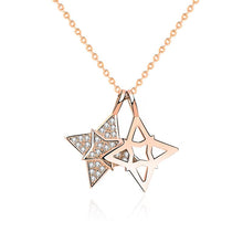 Modern CZ Star Hollow 925 Sterling Silver Necklace