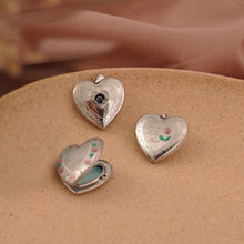 Hollow CZ Heart Flower Branch 925 Sterling Silver Locket Necklace