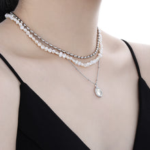 Women Simple Oval Natural White Shell 925 Sterling Silver Necklace