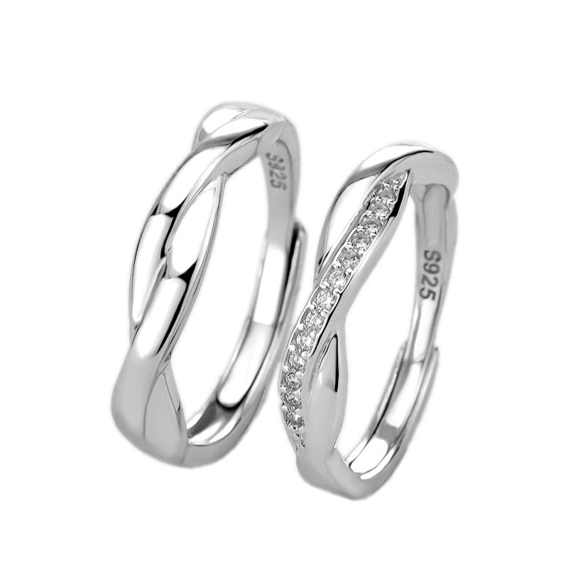 CZ Mobius Twisted Adjustable 925 Sterling Silver Ring