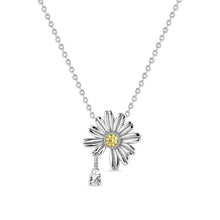 Summer Daisy Flower CZ Necklace in 925 Sterling Silver