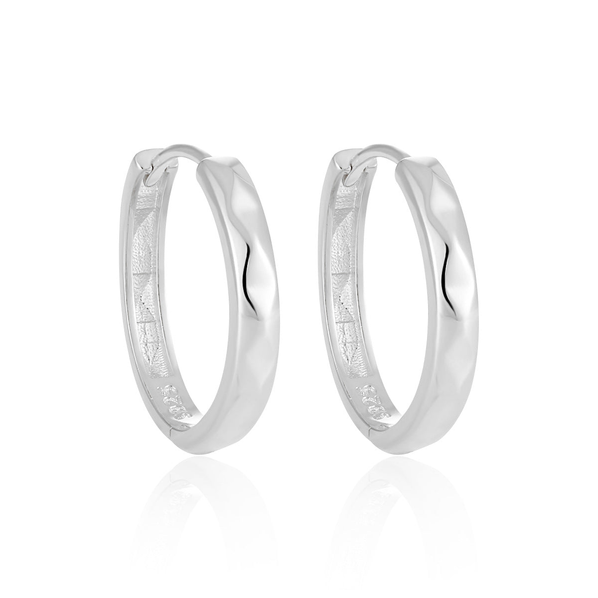 Office Casual Rhombus Carved 925 Sterling Silver Hoop Earrings