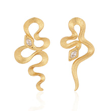 CZ Snake Design Dangling Earrings in 925 Sterling Silver
