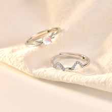Cute Natural Moonstone CZ Cat Adjustable Stacker Ring