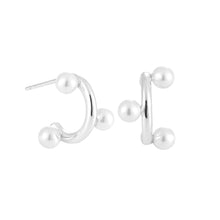 Fashion Office Round Shell Pearl C Shape 925 Sterling Silver Hoop Earrings