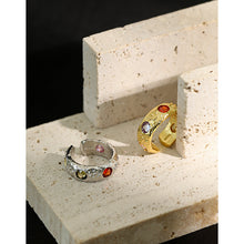 Colorful CZ 925 Sterling Silver Adjustable Ring