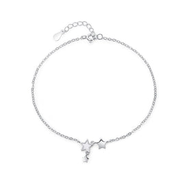White Rose Enamel Star 925 Sterling Silver Anklet