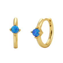 Graduation Simple Round Natural Opal 925 Sterling Silver Hoop Earrings