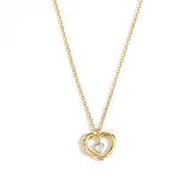 Gift Dancing CZ Hollow Heart 925 Sterling Silver Necklace