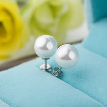 925 Sterling Silver White Shell Pearl Stud Earrings (6/8mm)