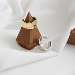 Minimalist Irregular Geometry Adjustable 925 Sterling Silver Ring