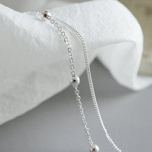 S925 Pure Silver Double Layered Bead Chain Ankle Bracelet