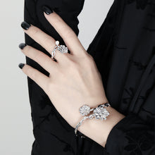 Twisted Flower 925 Sterling Silver Open Bangle for Girls