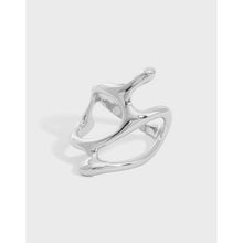 Hollow Irregular Geometry 925 Sterling Silver Adjustable Ring
