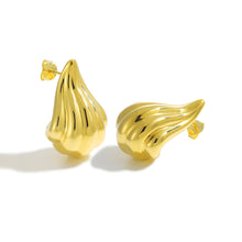 Exaggerated 999 Pure Silver Golden Irregular Hollow Conch Earrings