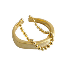 Fashion Double Layer Beads Chain 925 Sterling Silver Adjustable Ring