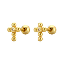 CZ Cross 925 Sterling Silver Stud Earrings