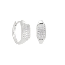 Geometry Irregular Rectangle Micro Setting CZ Sterling Silver Hoop Earrings