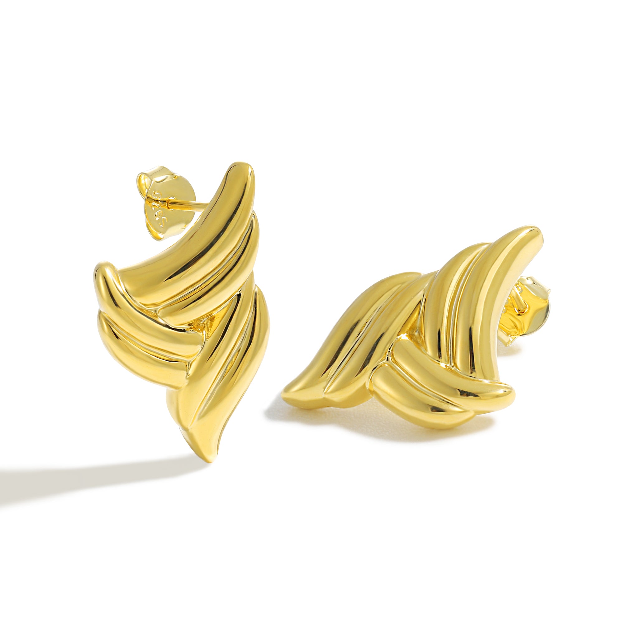 Chunky 999 Pure Silver Triangle Wings Earrings for Women