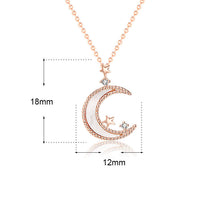 Women’s 925 Sterling Silver Crescent Moon Necklace with CZ Stars