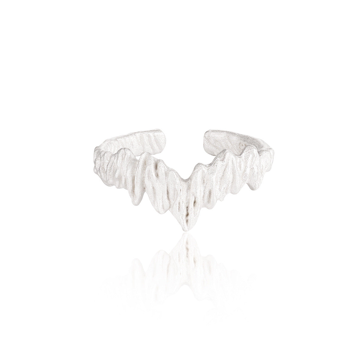 Adjustable Irregular Lava 925 Sterling Silver Ring