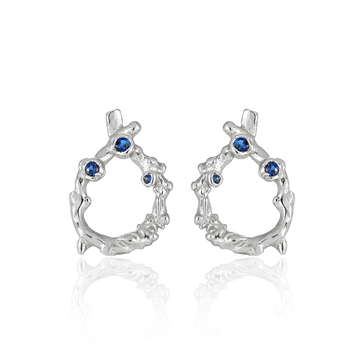 Irregular Hollow CZ Waterdrop 925 Sterling Silver Stud Earrings
