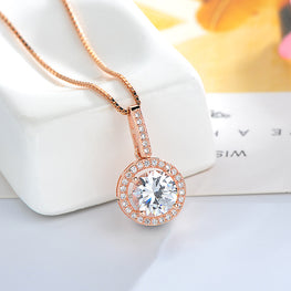 Rose Round Micro Setting 925 Sterling Silver Pendant