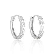 Simple Rhombus Pattern 925 Sterling Silver Hoop Earrings
