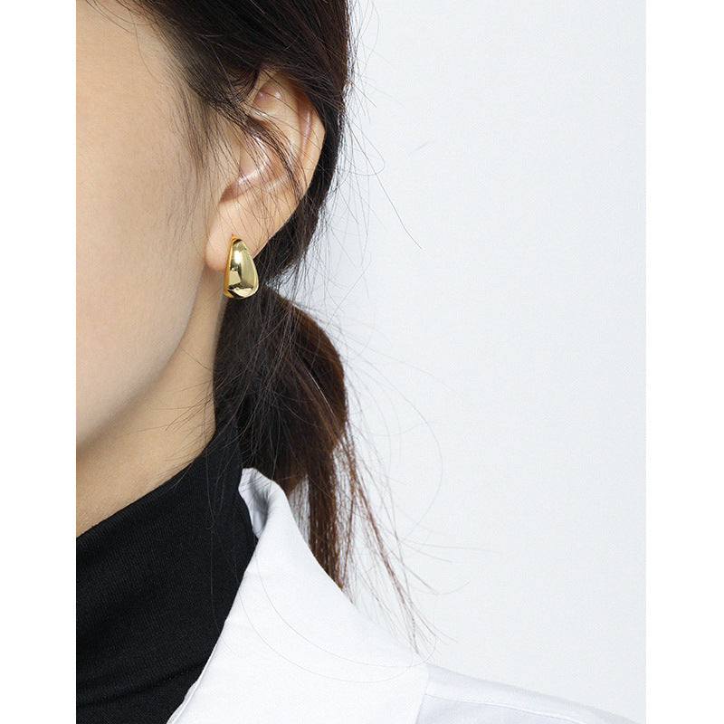Minimalist Geometric Oval S925 Pure Silver Ear Nail