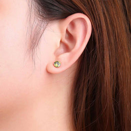 Elegant CZ White 925 Sterling Silver Round Stud Earrings