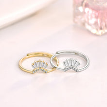 Modern CZ V Shape Crown Adjustable Ring in 925 Sterling Silver