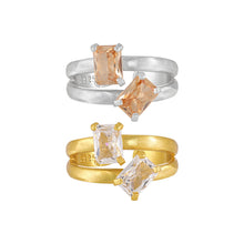 Geometry Double Layer Baguette CZ Adjustable Ring