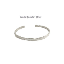 Simple Concave Convex Round 925 Sterling Silver Open Bangle