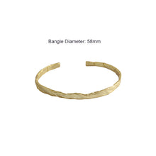 Simple Concave Convex Round 925 Sterling Silver Open Bangle