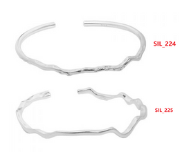 Minimalist Irregular 925 Sterling Silver Open Bangle