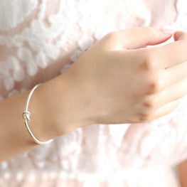 Love Single Knot 925 Sterling Silver Cuff Bracelet